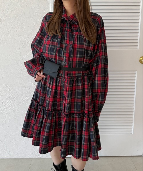 kutir（クティール）の「【新色追加】【紐付き】マルチウェイアソートティアードシャツワンピース/チュニック（シャツワンピース・レディース・ブラック系その他/アイボリー/ブラック/サックスブルー/ネイビー/ブラウン/レッド/グレー/ライトグリーン/ボルドー・FREE）」の9枚目の写真