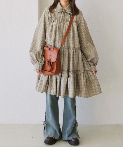 kutir（クティール）の「【新色追加】【紐付き】マルチウェイアソートティアードシャツワンピース/チュニック（シャツワンピース・レディース・ブラック系その他/アイボリー/ブラック/サックスブルー/ネイビー/ブラウン/レッド/グレー/ライトグリーン/ボルドー・FREE）」の6枚目の写真