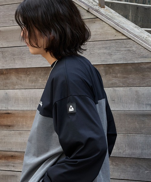 GERRY（ジェリー）の「GERRY/ジェリー 別注 <吸水速乾/UVカット/イージケア> ロゴワッペン ドロスト オーバーサイズ ファンクショナルファブリック長袖Tシャツ（Tシャツ/カットソー・メンズ・グレー系/スミクロ/ネイビー/ブラウン系/ブラック/ライトグレー・L/M/S/XL）」の16枚目の写真