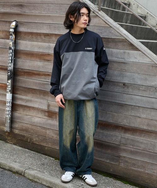 GERRY（ジェリー）の「GERRY/ジェリー 別注 <吸水速乾/UVカット/イージケア> ロゴワッペン ドロスト オーバーサイズ ファンクショナルファブリック長袖Tシャツ（Tシャツ/カットソー・メンズ・グレー系/スミクロ/ネイビー/ブラウン系/ブラック/ライトグレー・L/M/S/XL）」の19枚目の写真
