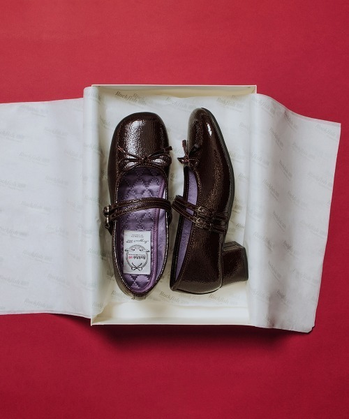 セール】SQUARE TOE TWO STRAP MARYJANE(4CM)（バレエシューズ