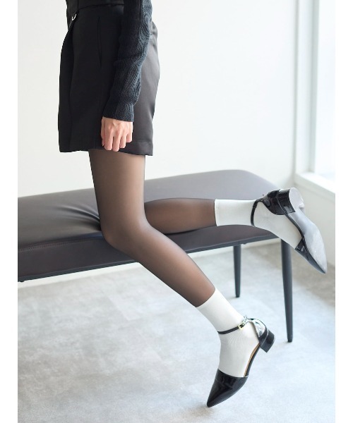 tutuanna（チュチュアンナ）の「まるで素肌のようなフェイクタイツクリア美脚80デニール（タイツ/ストッキング・レディース・ライトベージュ/ブラック/ブラック系その他5/ベージュ系7/ベージュ系6・L-XL/M-L/S-M）」の15枚目の写真