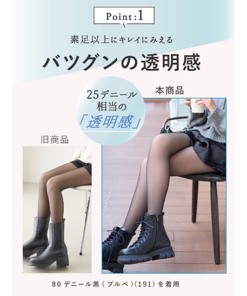 tutuanna(チュチュアンナ)の「まるっきり素肌!のようなフェイクタイツクリア美脚80デニール(タイツ/ストッキング・レディース・ライトベージュ/ブラック/ブラック系その他5/ベージュ系7/ベージュ系6・L-XL/M-L/S-M)」の12枚目の写真