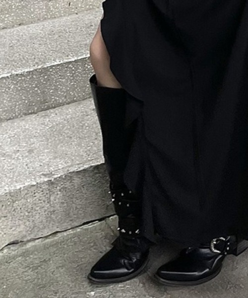 lilful（リルフル）の「【2WAY】Y2K 足首ベルト付き サイドボタンデザイン 折り返し ヒールロングブーツ（ブーツ・レディース・ブラック・M/L）」の15枚目の写真