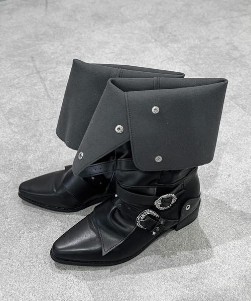 lilful（リルフル）の「【2WAY】Y2K 足首ベルト付き サイドボタンデザイン 折り返し ヒールロングブーツ（ブーツ・レディース・ブラック・M/L）」の20枚目の写真