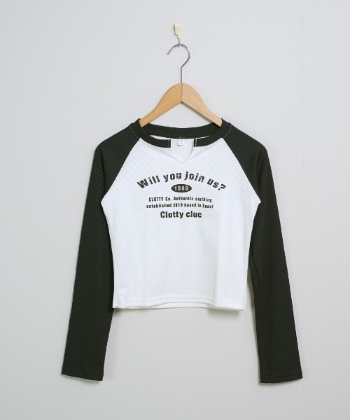 shopnikoniko(ショップニコニコ)の「ラグランTシャツ 長袖 ロンT ラグラン スリットネック ラグランロンT(Tシャツ/カットソー・レディース・グリーン/ブラック/ブラウン・フリー)」の18枚目の写真