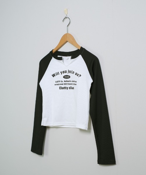 shopnikoniko(ショップニコニコ)の「ラグランTシャツ 長袖 ロンT ラグラン スリットネック ラグランロンT(Tシャツ/カットソー・レディース・グリーン/ブラック/ブラウン・フリー)」の19枚目の写真