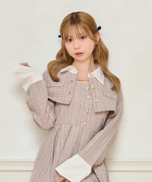 apres jour ツイードショートジャケット・ミニワンピース セットアップ apres jour ツイードショートジャケット ミニワンピース 2点セット