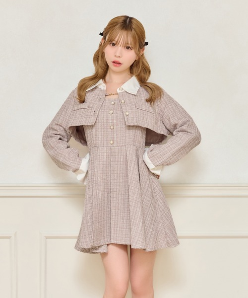 apres jour　ツイードショートジャケット　ミニワンピース　2点セット セット着用可能】ツイードショートジャケット（テーラード