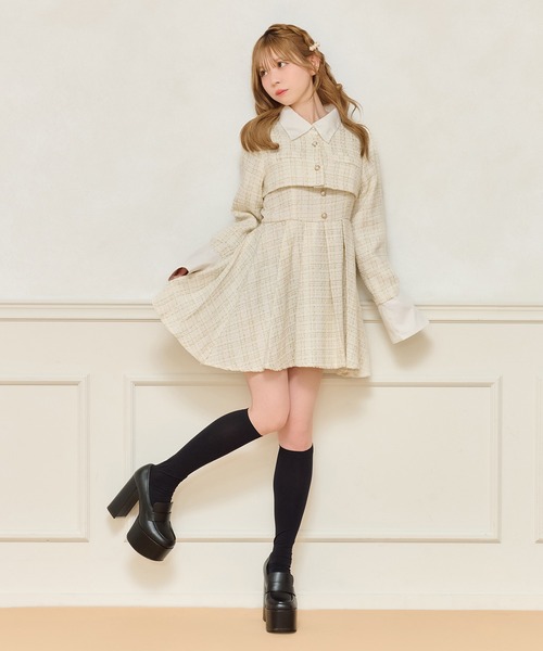 apres jour　ツイードショートジャケット　ミニワンピース　2点セット セット着用可能】ツイードミニワンピース（ワンピース）｜apres