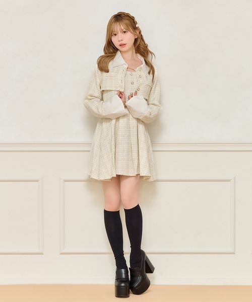 apres jour　ツイードショートジャケット　ミニワンピース　2点セット セット着用可能】ツイードショートジャケット（テーラード