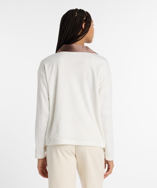 NEW BALANCE(ニューバランス)の「New Balance Mesh Jersey Long Sleeve(ニューバランス メッシュ ジャージー ロングスリーブ)(Tシャツ/カットソー・レディース・ベージュ系/ネイビー系・SMALL/MEDIUM/LARGE)」の5枚目の写真