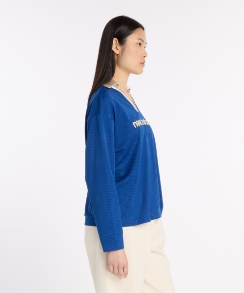 NEW BALANCE(ニューバランス)の「New Balance Mesh Jersey Long Sleeve(ニューバランス メッシュ ジャージー ロングスリーブ)(Tシャツ/カットソー・レディース・ベージュ系/ネイビー系・SMALL/MEDIUM/LARGE)」の6枚目の写真