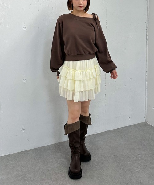 archives(アルシーヴ)の「肩リボンワンショルスウェット(Tシャツ/カットソー・レディース・ブラウン/グレー/ブラック/アイボリー・MEDIUM)」の10枚目の写真