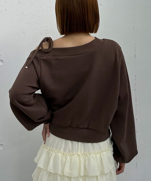 archives(アルシーヴ)の「肩リボンワンショルスウェット(Tシャツ/カットソー・レディース・ブラウン/グレー/ブラック/アイボリー・MEDIUM)」の9枚目の写真
