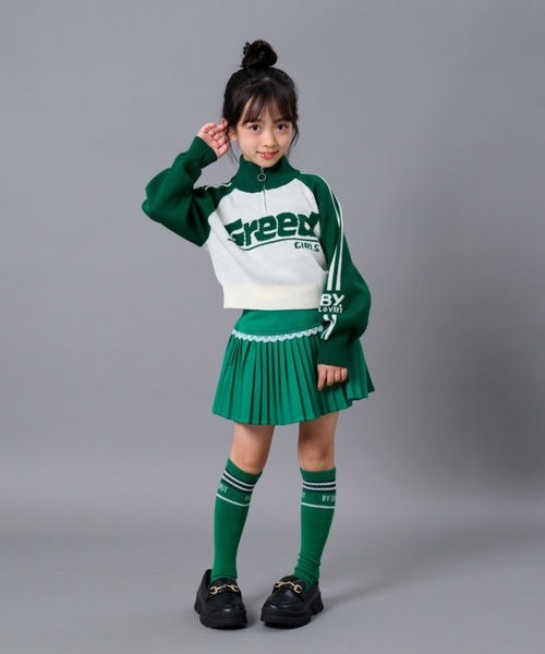 by LOVEiT（バイラビット）の「ティアードプリーツスカート（スカート・キッズ・グリーン/ブラウン/ネイビー/グレー系・150cm/140cm/130cm/160cm/120cm）」の5枚目の写真