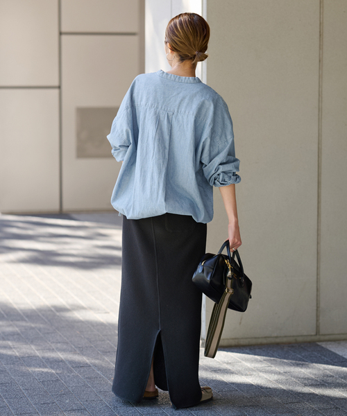 【FRAMeWORK】ダンガリードロストシャツ ブルー Fサイズ ≪WEB限定 / 追加≫ダンガリードロストシャツ 2（シャツ／ブラウス