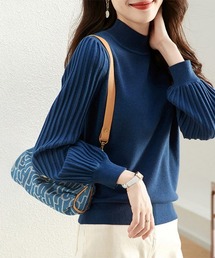 スリーブ ハイネック リブニット パフ」に該当するファッション通販