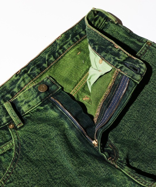 GUNG HO（ガンホー）の「GUNG HO / ガンホー DENIM BOOTS CUT PANTS OVER DYE ブーツカットデニム（デニムパンツ・メンズ・グリーン/パープル・LARGE/X-LARGE）」の19枚目の写真