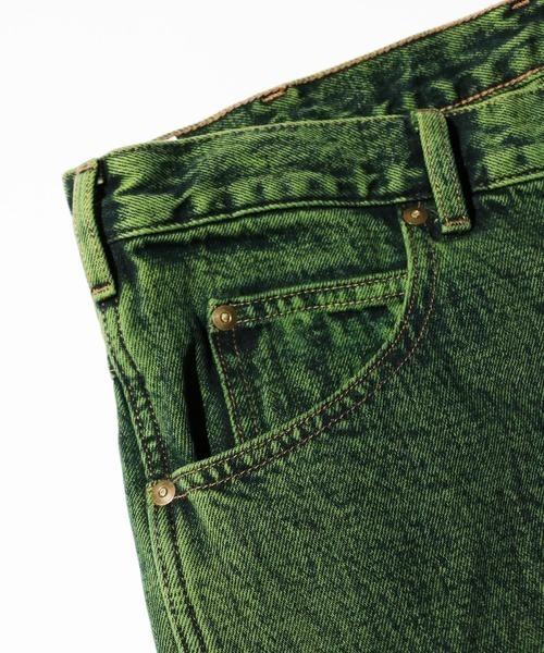 GUNG HO（ガンホー）の「GUNG HO / ガンホー DENIM BOOTS CUT PANTS OVER DYE ブーツカットデニム（デニムパンツ・メンズ・グリーン/パープル・LARGE/X-LARGE）」の18枚目の写真