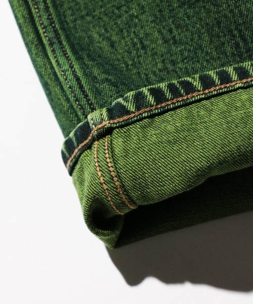 GUNG HO（ガンホー）の「GUNG HO / ガンホー DENIM BOOTS CUT PANTS OVER DYE ブーツカットデニム（デニムパンツ・メンズ・グリーン/パープル・LARGE/X-LARGE）」の15枚目の写真