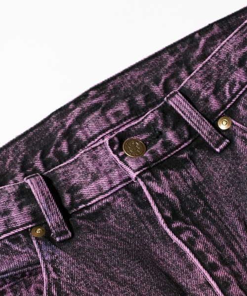 GUNG HO（ガンホー）の「GUNG HO / ガンホー DENIM BOOTS CUT PANTS OVER DYE ブーツカットデニム（デニムパンツ・メンズ・グリーン/パープル・LARGE/X-LARGE）」の12枚目の写真