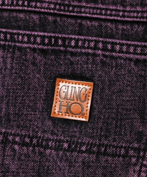 GUNG HO（ガンホー）の「GUNG HO / ガンホー DENIM BOOTS CUT PANTS OVER DYE ブーツカットデニム（デニムパンツ・メンズ・グリーン/パープル・LARGE/X-LARGE）」の5枚目の写真