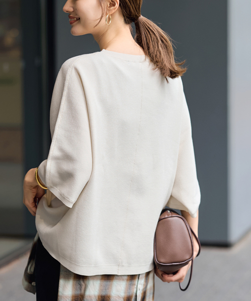 FRAMeWORK（フレームワーク）の「ダブルジャガードハーフスリーブニット（ニット/セーター・レディース・ブラック/アイボリー・FREE）」の18枚目の写真