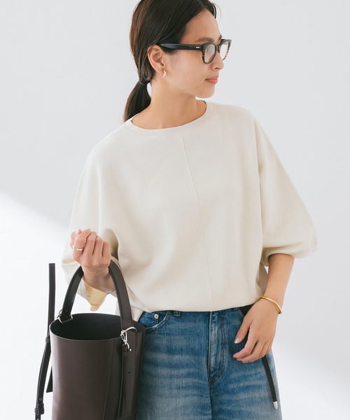 FRAMeWORK（フレームワーク）の「ダブルジャガードハーフスリーブニット（ニット/セーター・レディース・ブラック/アイボリー・FREE）」の19枚目の写真