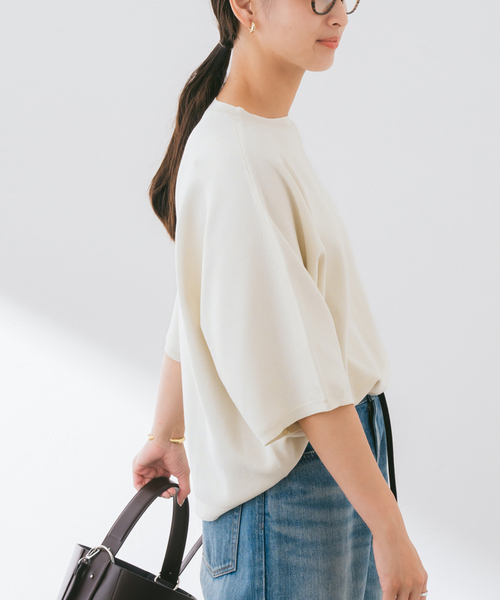 FRAMeWORK（フレームワーク）の「ダブルジャガードハーフスリーブニット（ニット/セーター・レディース・ブラック/アイボリー・FREE）」の12枚目の写真