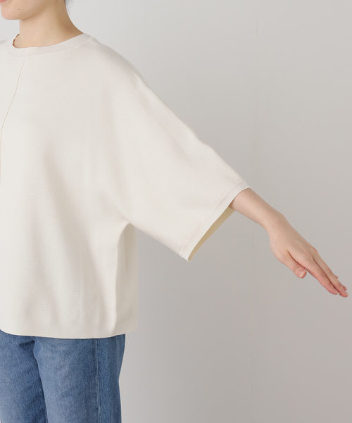 FRAMeWORK（フレームワーク）の「ダブルジャガードハーフスリーブニット（ニット/セーター・レディース・ブラック/アイボリー・FREE）」の11枚目の写真