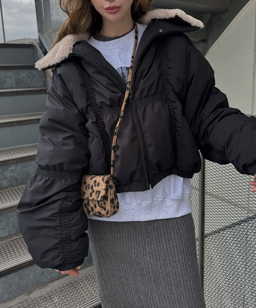 WILLFULLY（ウィルフリー）の「down stitch check fur collar short JK