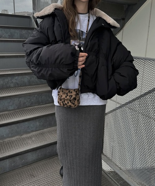 willfully 完売　ダウン　今季1番人気 セール】down stitch check fur collar short JK（ダウンジャケット