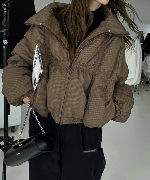 WILLFULLY（ウィルフリー）の「down stitch check fur collar short JK