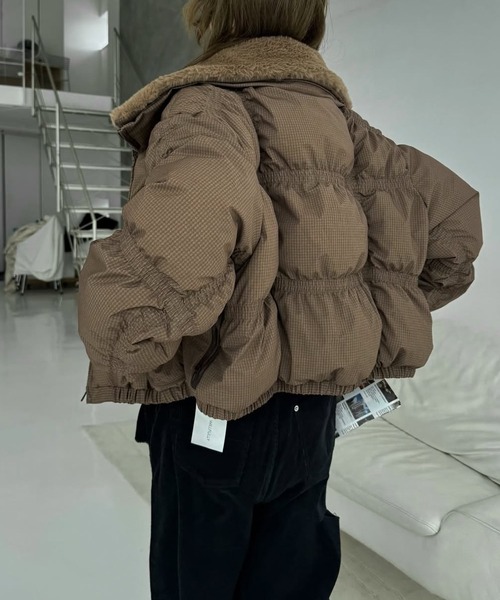 WILLFULLY（ウィルフリー）の「down stitch check fur collar short JK