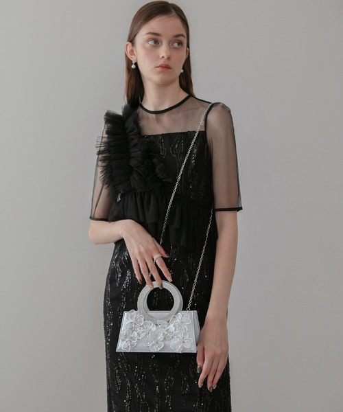 Leja(レジャ)の「【LEJA】フラワービジューラウンドハンドル2wayバッグ結婚式 パーティー 成人式 二次会 同窓会 お呼ばれ オケージョン 20代 30代(ハンドバッグ・レディース・シルバー/ブラック・FREE)」の17枚目の写真