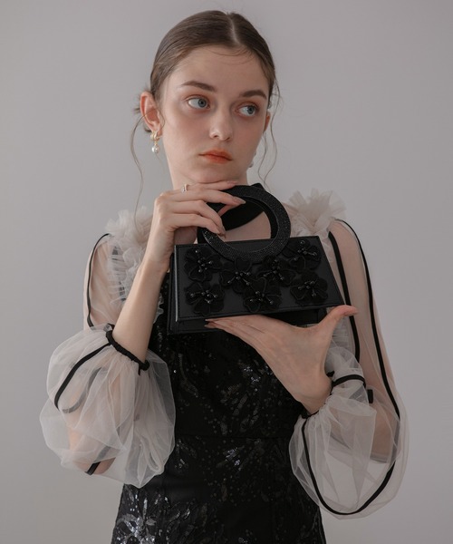 Leja(レジャ)の「【LEJA】フラワービジューラウンドハンドル2wayバッグ結婚式 パーティー 成人式 二次会 同窓会 お呼ばれ オケージョン 20代 30代(ハンドバッグ・レディース・シルバー/ブラック・FREE)」の10枚目の写真