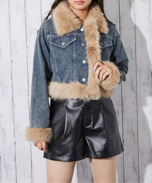 GORGE(ゴージ)の「《ファーデザイン×デニム》レディース ジャケット 裏付き ショート丈 秋冬(デニムジャケット・レディース・ブルー/ネイビー/レオパード・F)」の6枚目の写真