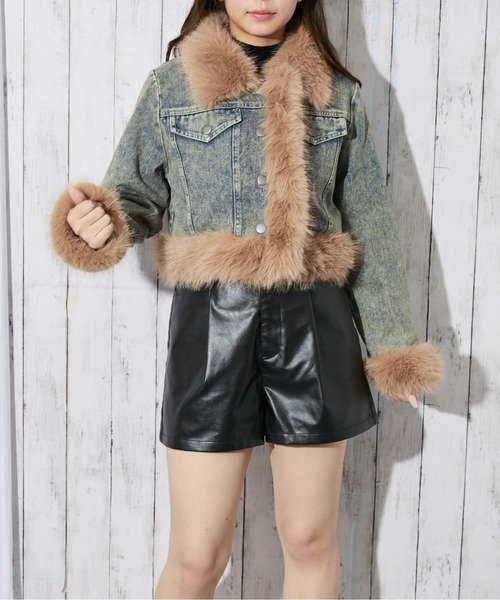 GORGE(ゴージ)の「《ファーデザイン×デニム》レディース ジャケット 裏付き ショート丈 秋冬(デニムジャケット・レディース・ブルー/ネイビー/レオパード・F)」の10枚目の写真