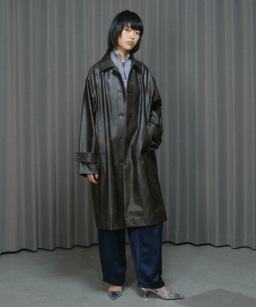セール】VINTAGE ARTIFITICIAL LEATHER LONG COAT / ヴィンテージ