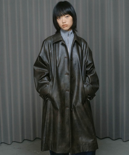 ジャケット・アウター vintage archive long coat セール】VINTAGE ARTIFITICIAL LEATHER LONG COAT / ヴィンテージ