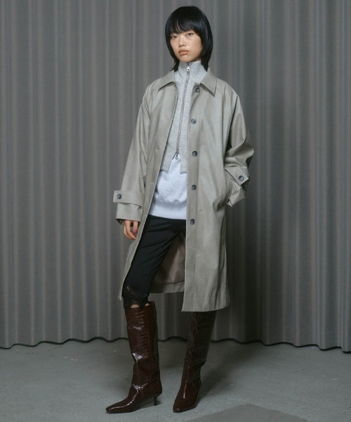 THINGS THAT MATTER（シングス ザット マター）の「VINTAGE ARTIFITICIAL LEATHER LONG COAT / ヴィンテージ アーティフィシャル レザー ロング コート（ステンカラーコート・レディース・グレー/ブラウン・FREE）」の10枚目の写真