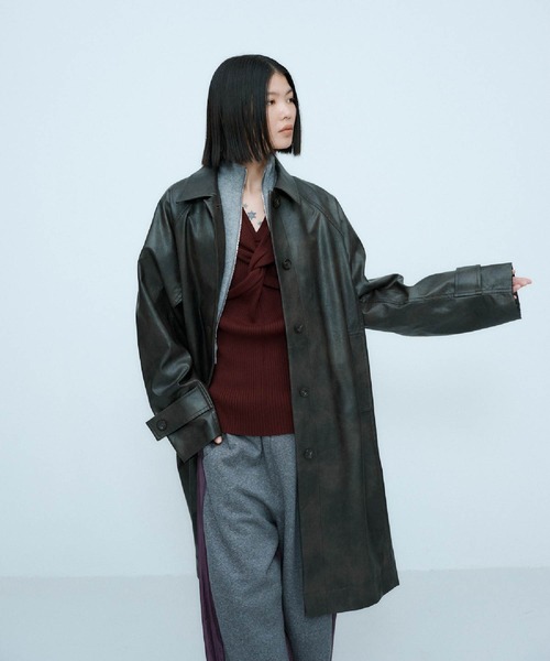 セール】VINTAGE ARTIFITICIAL LEATHER LONG COAT / ヴィンテージ