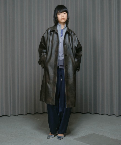 セール】VINTAGE ARTIFITICIAL LEATHER LONG COAT / ヴィンテージ