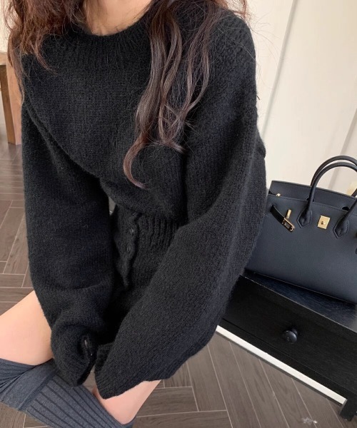 Miniministore(ミニミニストア)の「ニットセットアップ セーター スカート(セットアップ・レディース・イエロー/ボルドー/ブラック/グレー・FREE)」の9枚目の写真
