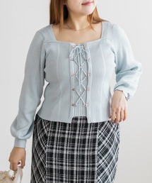 CLETTE（クレット）の「CLETTEオリジナルスクエアネックレースアップニット（ニット/セーター）」