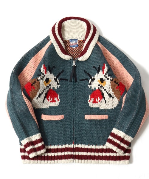 HOUSTON(ヒューストン)の「HOUSTON(ヒューストン)SOUVENIA COWCHIN SWETER(CAT・DANCE)カウチンセータージャケット レディース(カーディガン/ボレロ・レディース・ブルー系1/ピンク系1/ピンク系2/ナチュラル・1/0)」の3枚目の写真