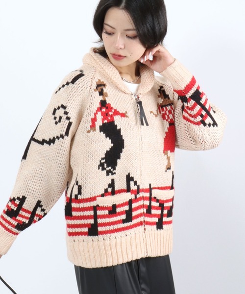 セール】HOUSTON（ヒューストン）SOUVENIA COWCHIN SWETER（CAT・DANCE