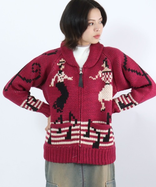 HOUSTON(ヒューストン)の「HOUSTON(ヒューストン)SOUVENIA COWCHIN SWETER(CAT・DANCE)カウチンセータージャケット レディース(カーディガン/ボレロ・レディース・ブルー系1/ピンク系1/ピンク系2/ナチュラル・1/0)」の12枚目の写真