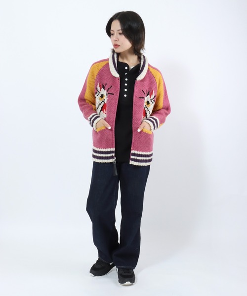 HOUSTON(ヒューストン)の「HOUSTON(ヒューストン)SOUVENIA COWCHIN SWETER(CAT・DANCE)カウチンセータージャケット レディース(カーディガン/ボレロ・レディース・ブルー系1/ピンク系1/ピンク系2/ナチュラル・1/0)」の6枚目の写真